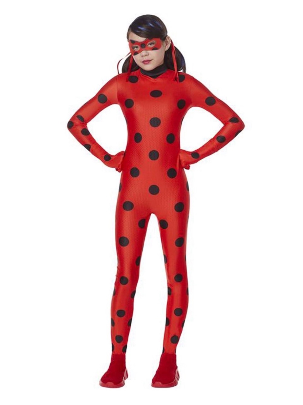 Kids Red and Black Polka Superhero Bodysuit Costume